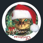Santa Cat Merry Christmas Sticker<br><div class="desc"></div>