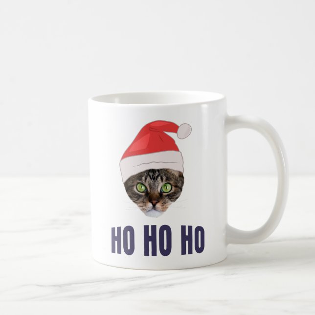 Santa Cat mit Weihnachtsmannmütze, Ho Ho Ho, Einla Kaffeetasse (Rechts)