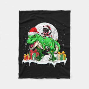 Santa Cat Riding T-rex Weihnachtsbesitzer Kinderfa Fleecedecke