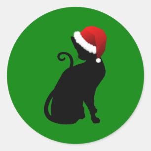 Santa Cat Runder Aufkleber