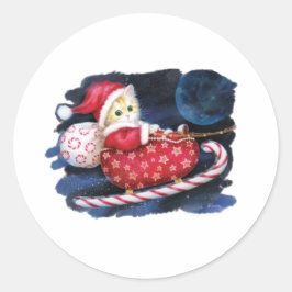 Santa Cat Runder Aufkleber