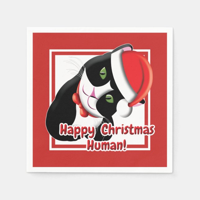 Santa Cat Serviette (Vorderseite)