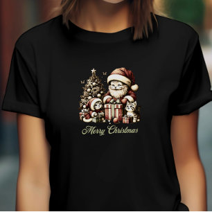 Santa Cat und seine kleinen Helfer im Vintagen Sti T-Shirt