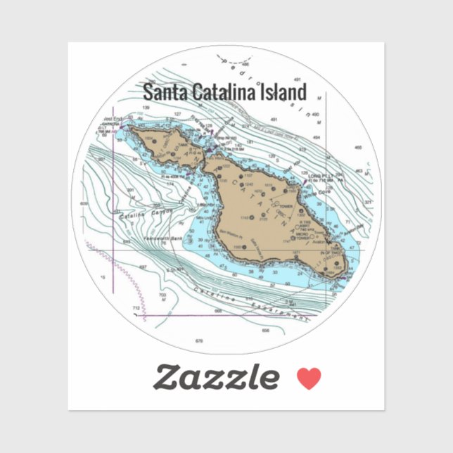 Santa Catalina Island Chart Aufkleber (Blatt)