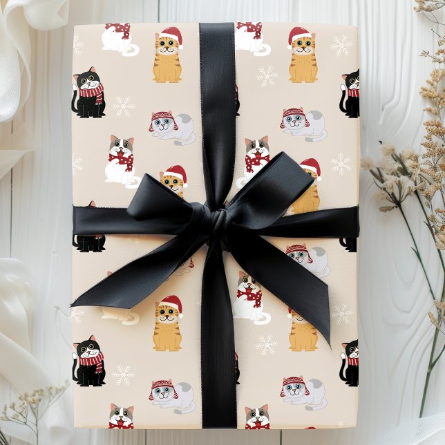 Santa Cats Niedlich Pet Kitty Weihnachtsmuster Geschenkpapier (Von Creator hochgeladen)