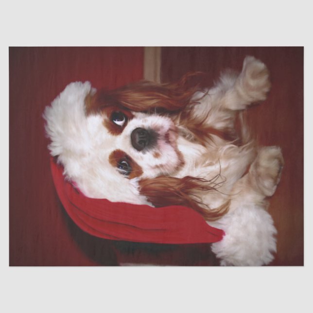 Santa Cavalier Spaniel Puppy Seidenpapier (Vorderseite)