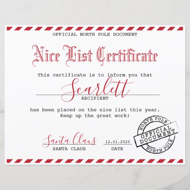 Santa Certificate - Kinderpaket (Vorderseite)