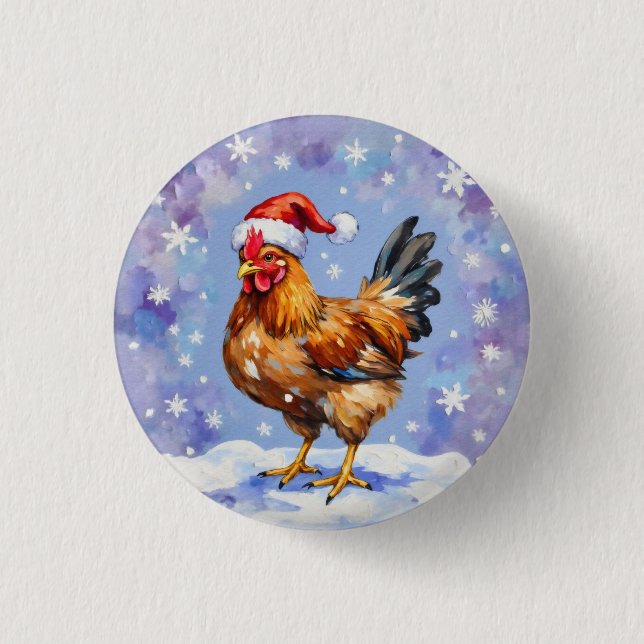 Santa Chicken Button (Vorderseite)