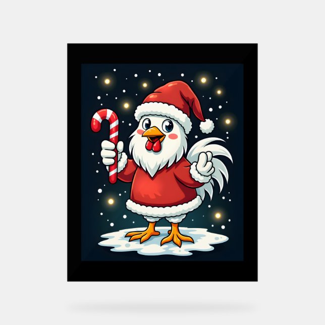Santa Chicken Joy Acrylschild (Vorderseite)