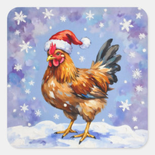 Santa Chicken Quadratischer Aufkleber