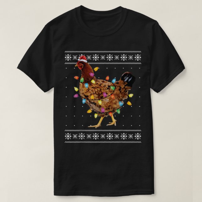 Santa Chicken Xmas Tree Funny Chicken Christmas Ug T-Shirt (Design vorne)