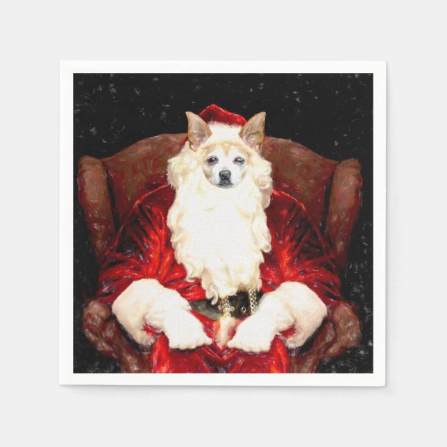 Santa Chihuahua Dog Weihnachten Niedlich Red Funny Serviette (Vorderseite)
