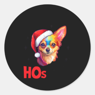 Santa Chihuahua Hund Es gibt ein paar Hos in diese Runder Aufkleber