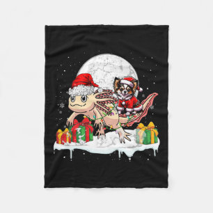 Santa Chihuahua Riding Axolotl Weihnachtsmann Kind Fleecedecke