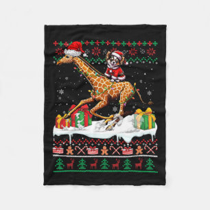 Santa Chihuahua Riding Giraffe Weihnachtssüßer L Fleecedecke