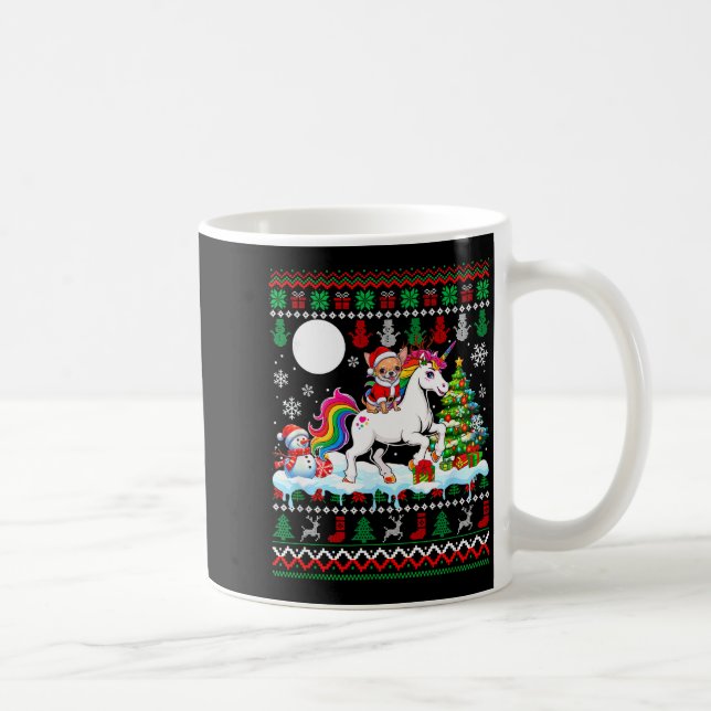 Santa Chihuahua Riding Unicorn Sweater Christmas O Kaffeetasse (Rechts)
