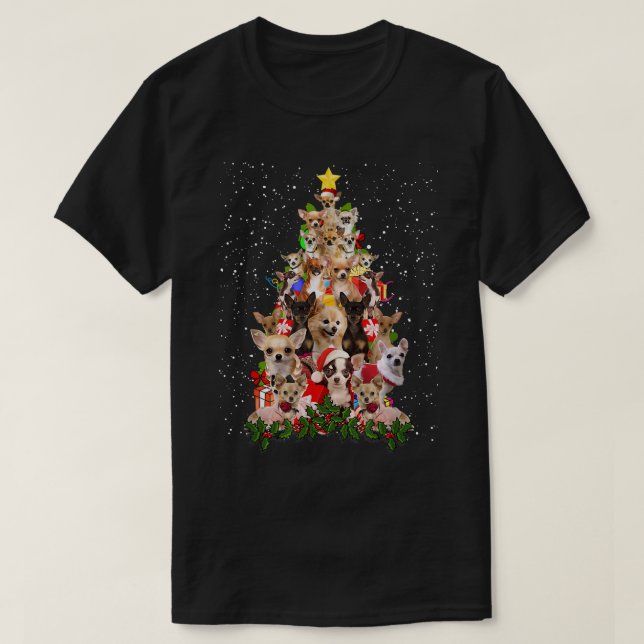 Santa Chihuahua Weihnachtsbaum Chihuahua Lover Chr T-Shirt (Design vorne)