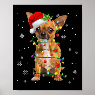 Santa Chihuahua Weihnachtslichter Xmas Hunde Liebh Poster