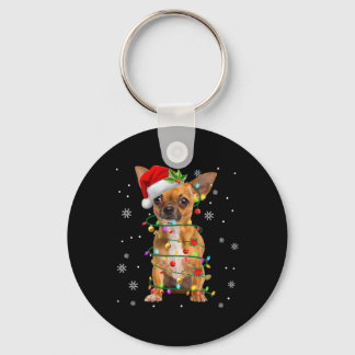 Santa Chihuahua Weihnachtslichter Xmas Hunde Liebh Schlüsselanhänger