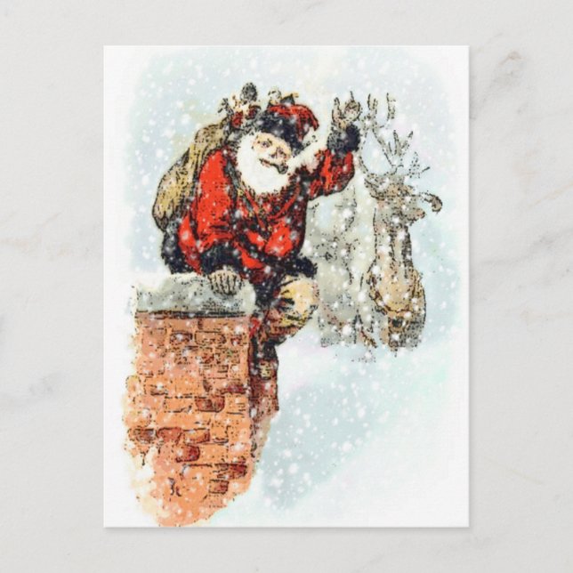 Santa Chimney Feiertagspostkarte (Vorderseite)