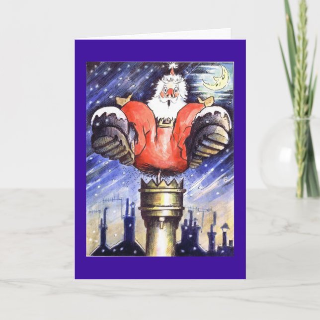 Santa Chimney Shock Feiertagskarte (Vorderseite)