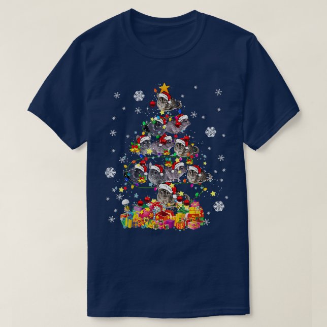 Santa Chinchilla Christmas Tree T-Shirt (Design vorne)