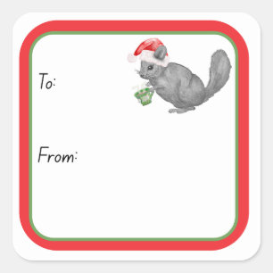 Santa Chinchilla Quadratischer Aufkleber