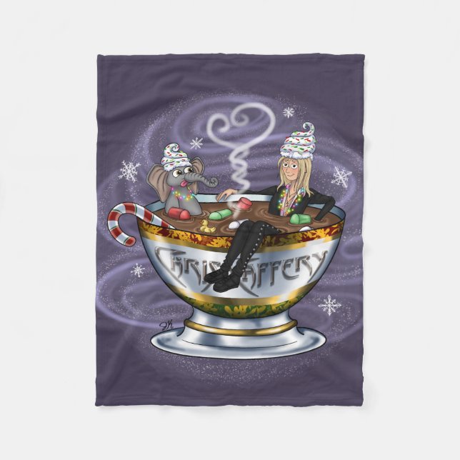 Santa Chris & Wilbur Hot Tubbin' Fleece Blanket (Vorderseite)