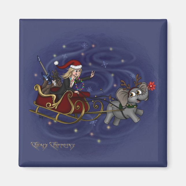Santa Chris & Wilbur Sleigh Ride Magnet (Vorne)