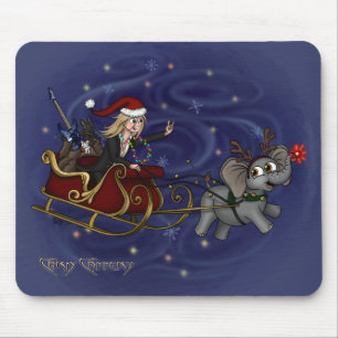 Santa Chris & Wilbur Sleigh Ride Mouse Pad Mousepad
