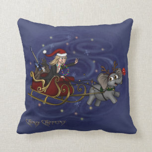 Santa Chris & Wilbur Sleigh Ride Throw Kissen