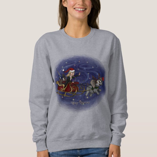 Santa Chris & Wilbur Sleigh Ride Women's Sweatshirt (Vorderseite)