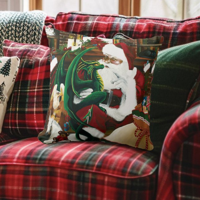 Santa Christmas Dragon Fantasy Kissen (Von Creator hochgeladen)