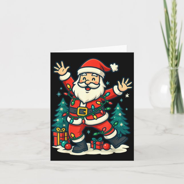 Santa Christmas Festive Jolly Dance Snowy Lights F Karte (Vorderseite)