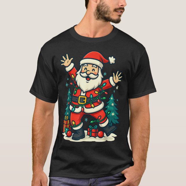 Santa Christmas Festive Jolly Dance Snowy Lights F T-Shirt (Vorderseite)