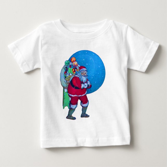 SANTA, CHRISTMAS GIFT SACK UND SPIELZEUG IM STARRY BABY T-SHIRT (Vorderseite)