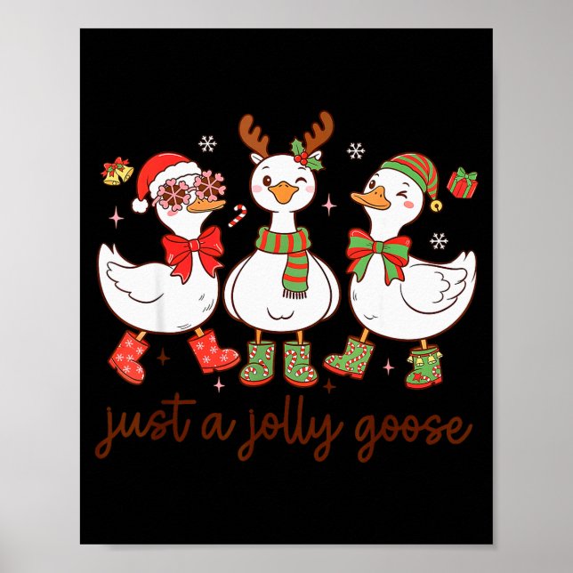 Santa Christmas Goose Just A Jolly Goose Kids Boys Poster (Vorne)