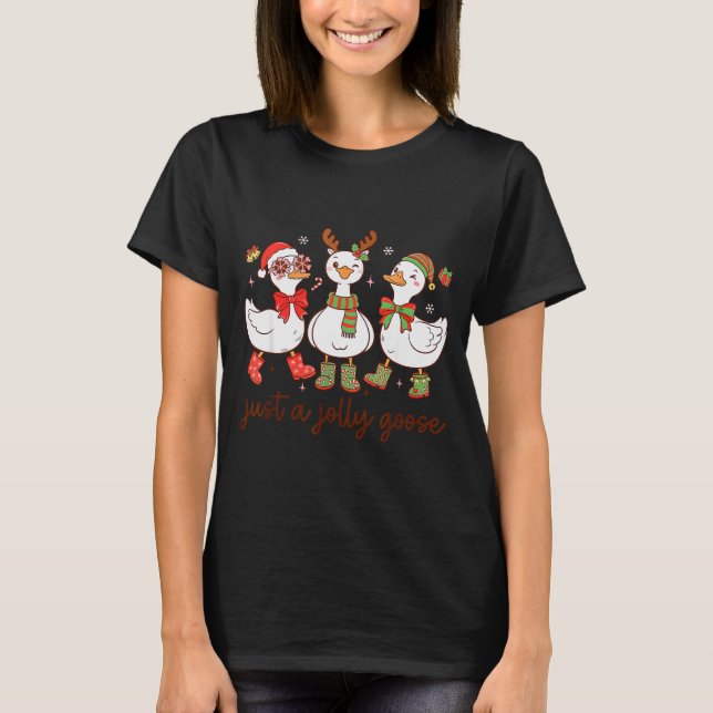 Santa Christmas Goose Just A Jolly Goose Kids Boys T-Shirt (Vorderseite)