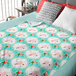 Santa Christmas Pickleball Ogee Pattern Fleecedecke