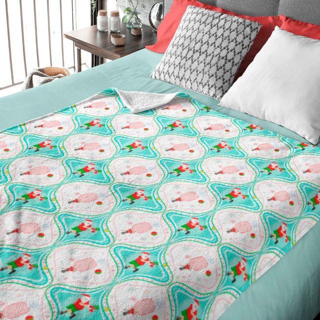 Santa Christmas Pickleball Ogee Pattern Fleecedecke (Von Creator hochgeladen)
