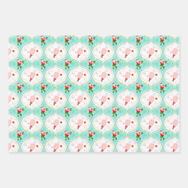 Santa Christmas Pickleball Ogee Pattern Geschenkpapier Set