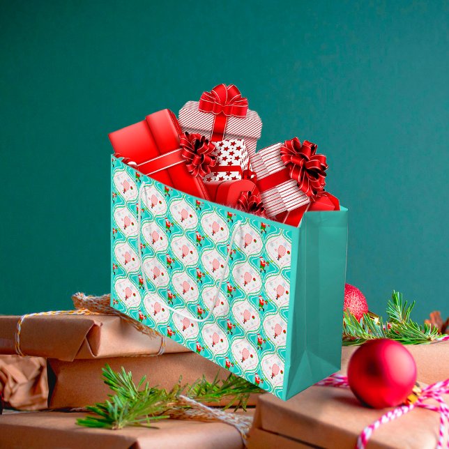 Santa Christmas Pickleball Ogee Pattern Große Geschenktüte (Von Creator hochgeladen)