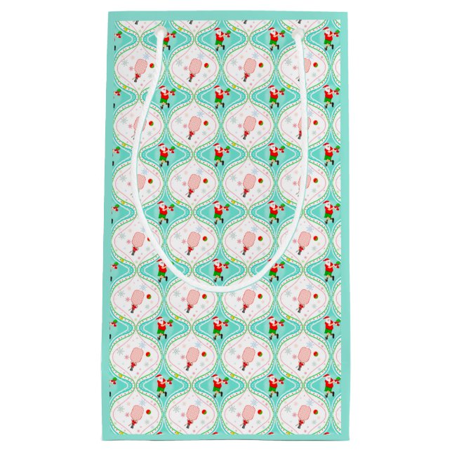 Santa Christmas Pickleball Ogee Pattern Kleine Geschenktüte (Vorderseite)