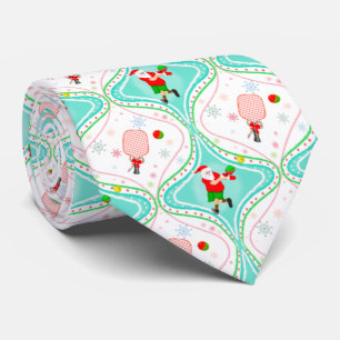 Santa Christmas Pickleball Ogee Pattern Krawatte