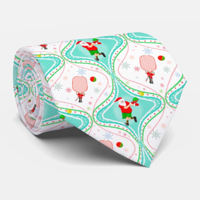 Santa Christmas Pickleball Ogee Pattern Krawatte (Gerollt)