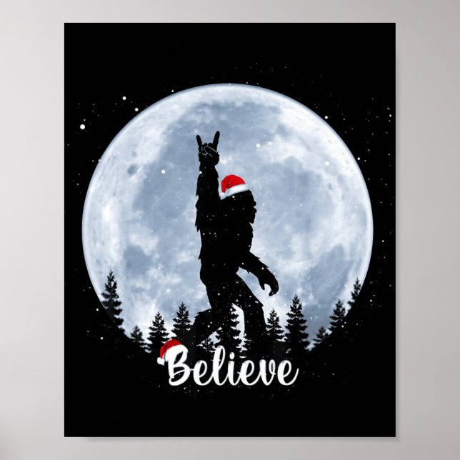 Santa Christmas Rock Sasquatch Xmas Girl  Poster (Vorne)