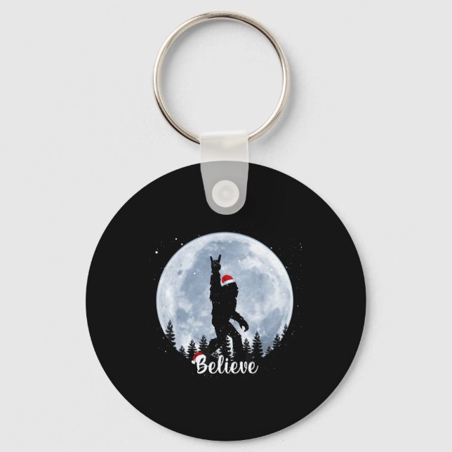 Santa Christmas Rock Sasquatch Xmas Girl  Schlüsselanhänger (Vorderseite)