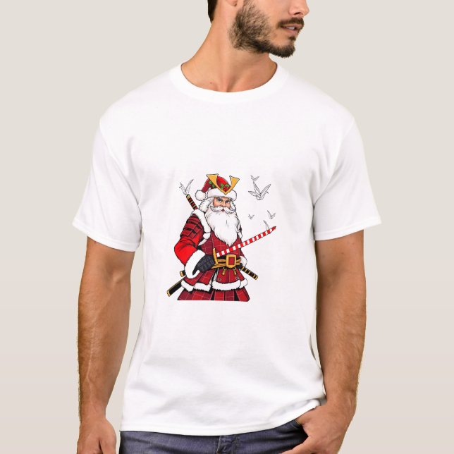 Santa Christmas Santa Claus Japanisch Art Samurai T-Shirt (Vorderseite)