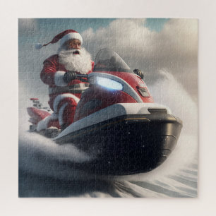 SANTA CHRISTMAS SNOWMOBILE JIGSAW PUZZLE