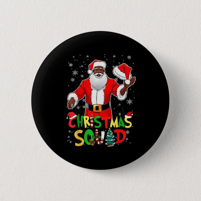 Santa Christmas Squad Black Men African American P Button (Vorderseite)